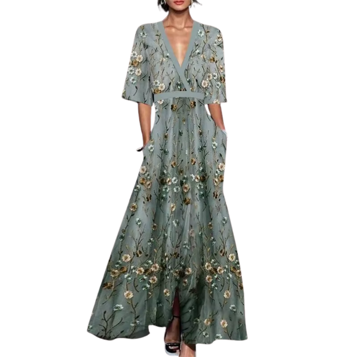 Summer dress - Lola | Luxurious dress with waist belt-Green-S-Nora Luxe