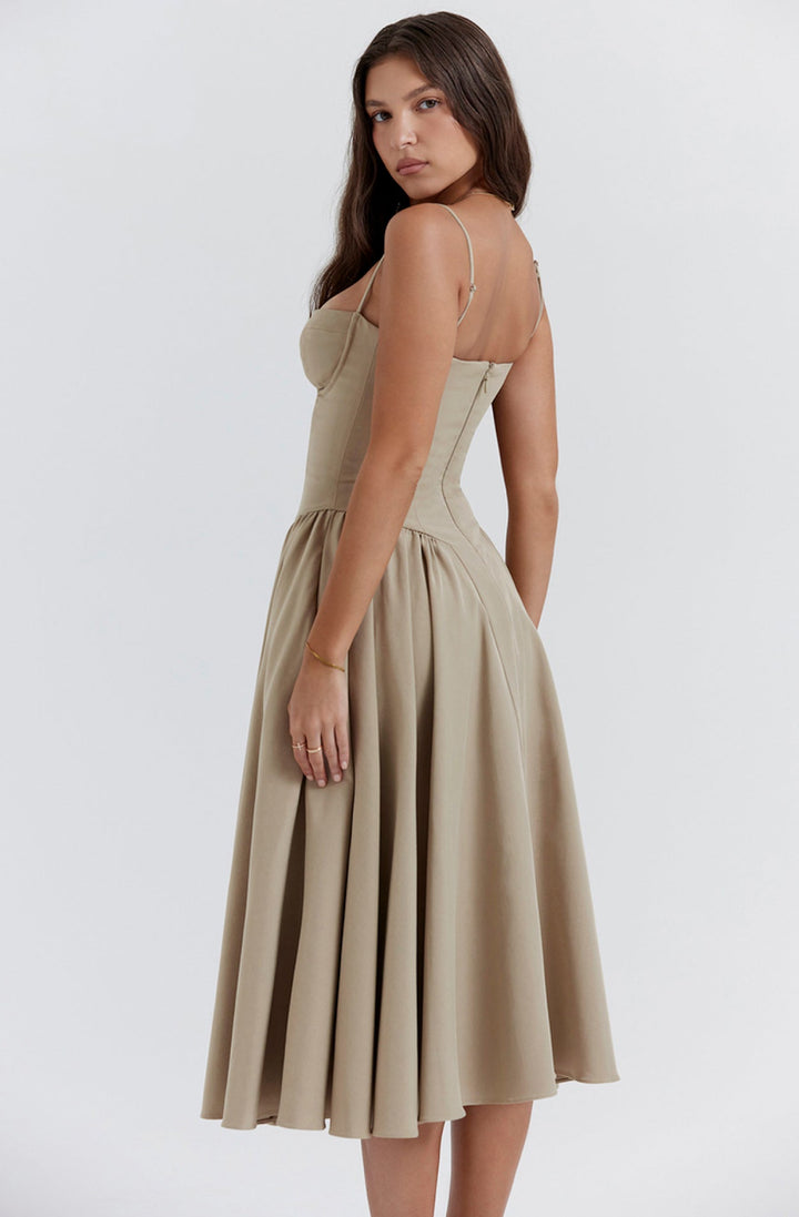 Summer dress with Sweetheart Neckline – Elvira-Blue-S-The Livary