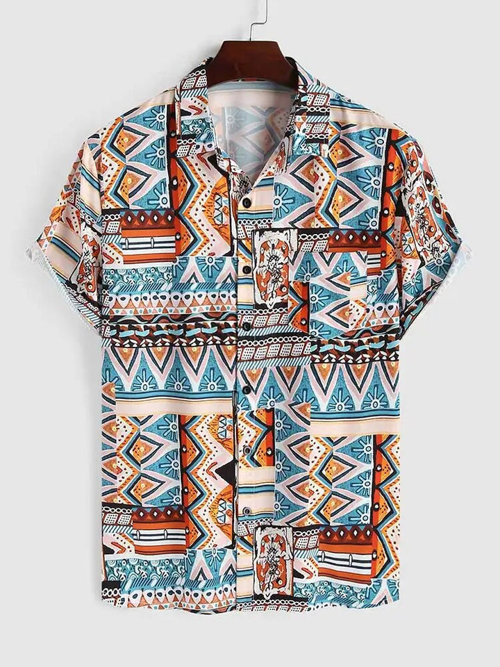 Summer Ladies' Shirt with Ethnic Print and Chest Pocket – Nova-S-State of Style