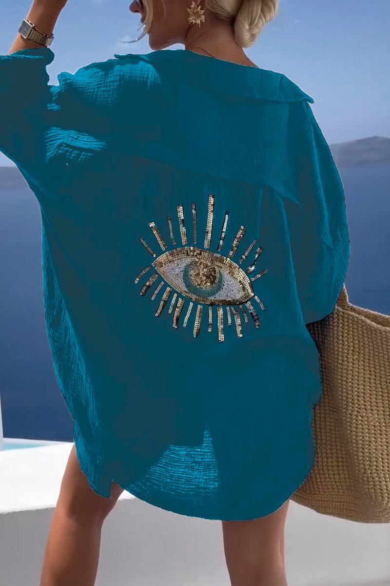 Summer Women's Tunic with Embellished Back – Serena-Blue-S-State of Style