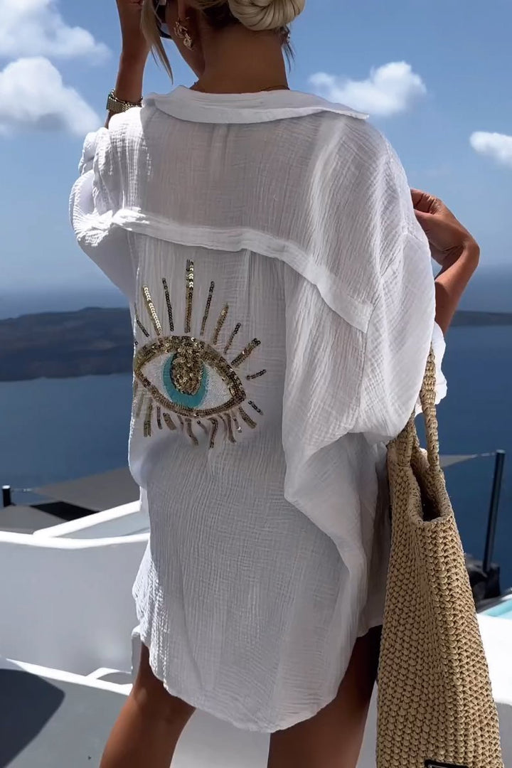 Summer Women's Tunic with Embellished Back – Serena-White-S-State of Style