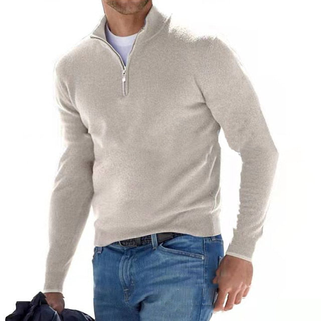 Sweater with V-neck for Men - David-Beige-S-Nora Luxe