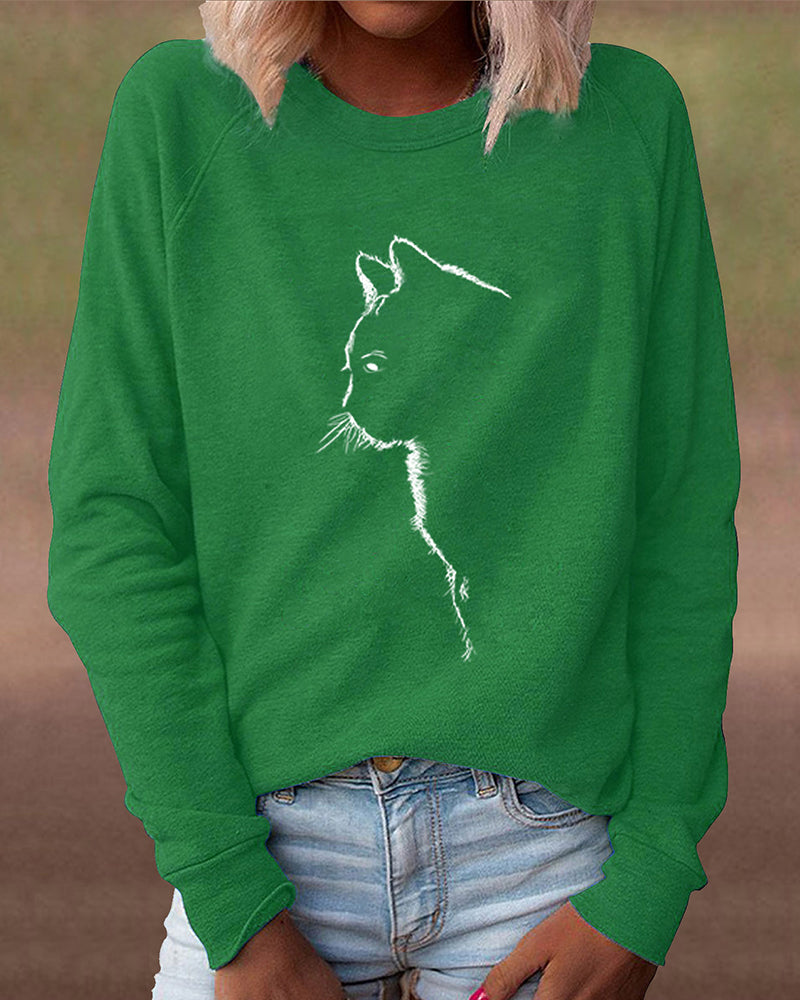Sweatshirt with Cat Print - Paws-Black-S-Nora Luxe