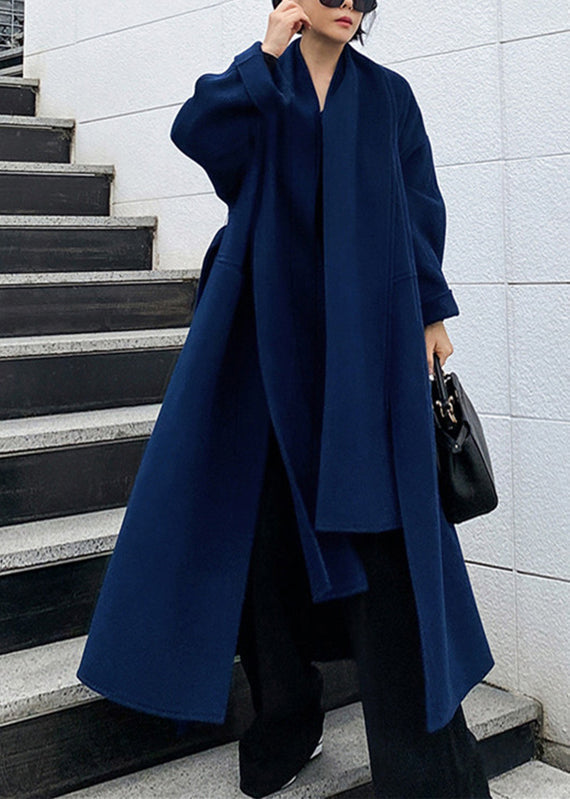 Tailored Wool Ladies Winter Coat - Isabelle-Blue-S-Nora Luxe