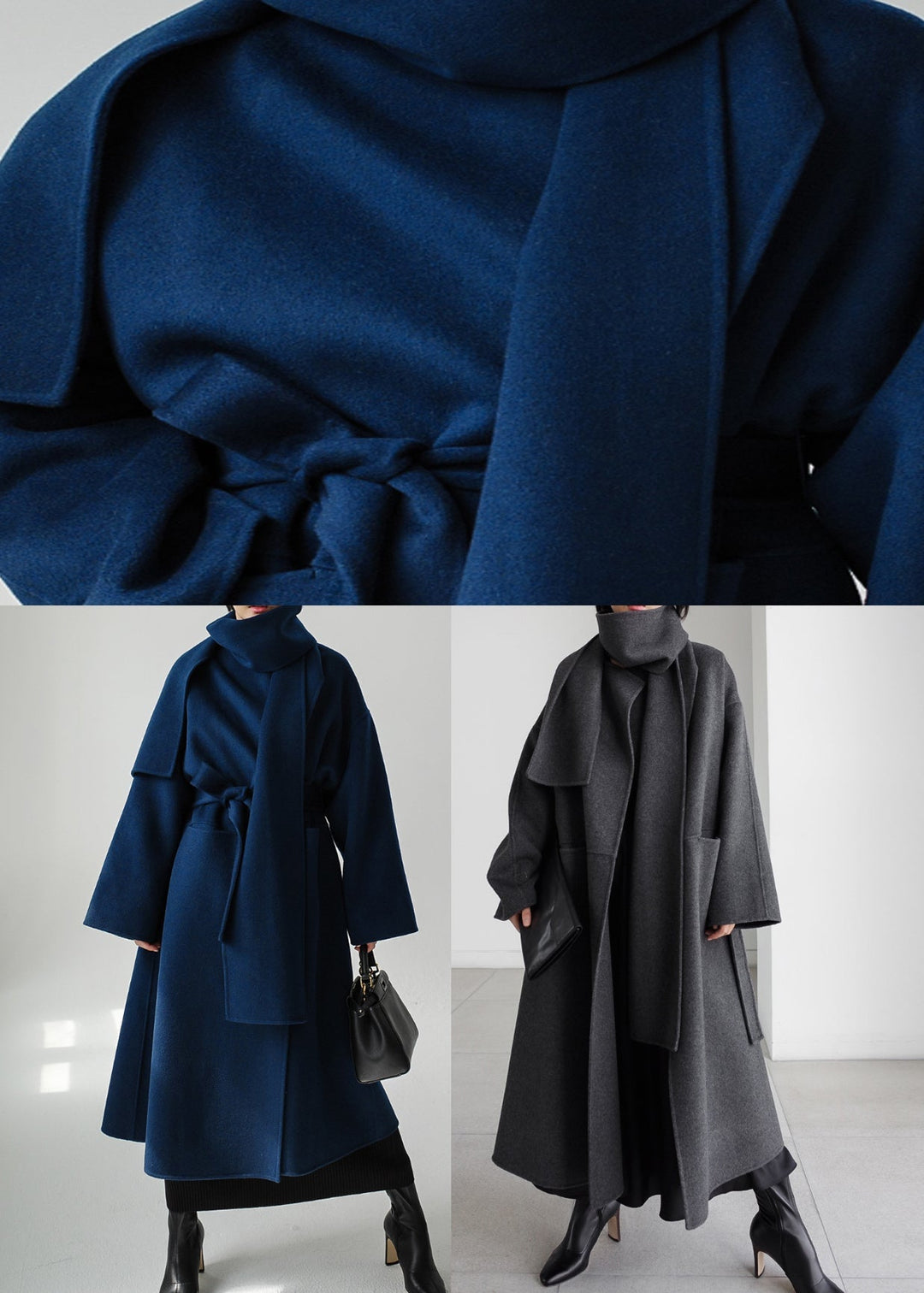 Tailored Wool Ladies Winter Coat - Isabelle-Gray-S-Nora Luxe