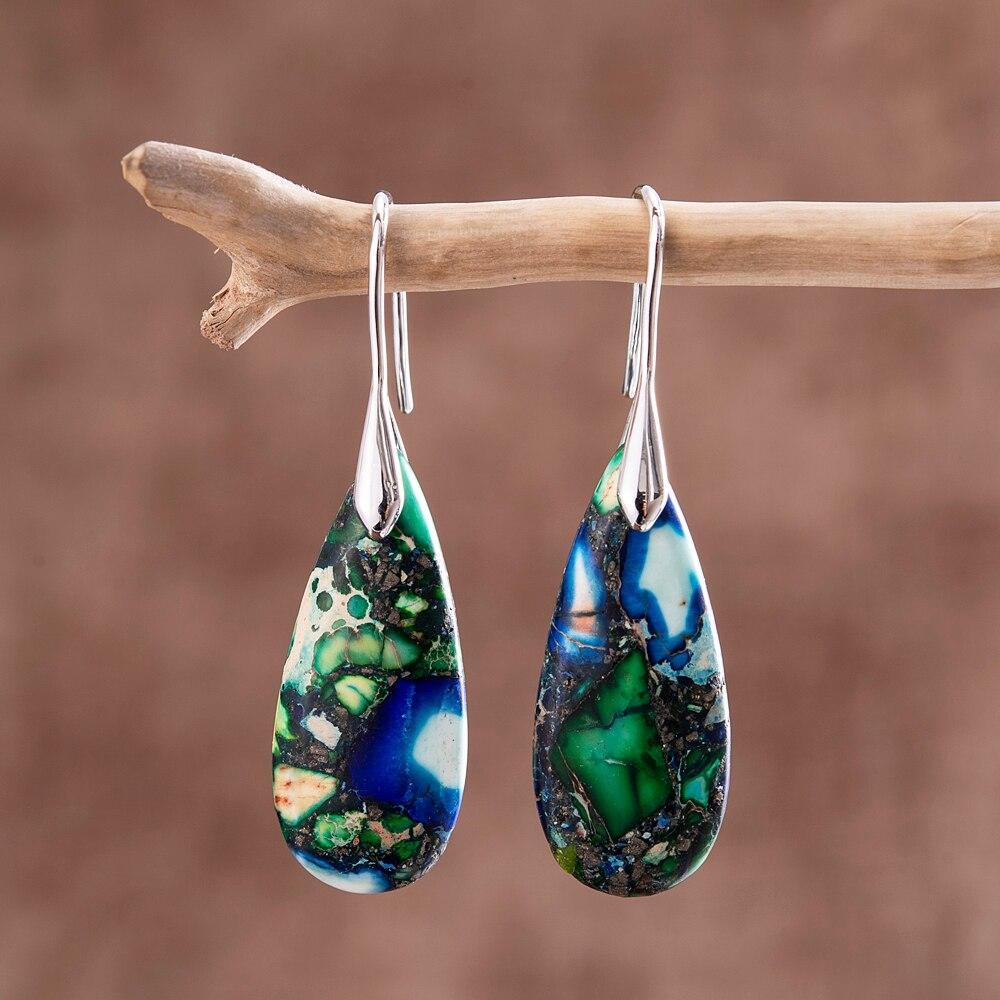 Teardrop Earrings with Natural Grounding - Sylvara-Gold-Nora Luxe