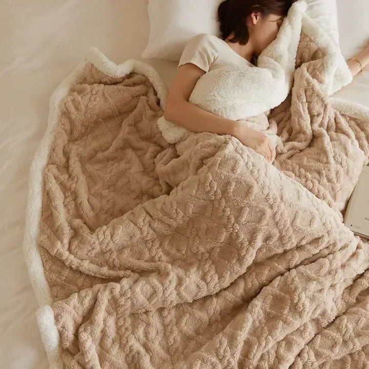 Thick Winter Lambswool Blanket - WarmWool-Beige-27.56 × 39.37 in-Nora Luxe