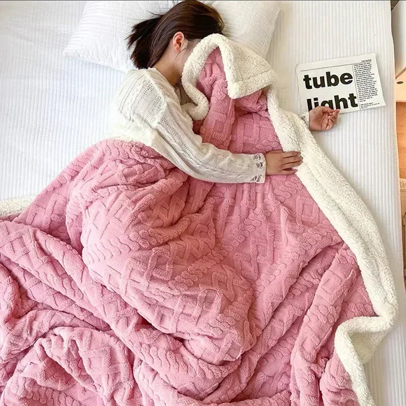 Thick Winter Lambswool Blanket - WarmWool-Dark Brown-27.56 × 39.37 in-Nora Luxe