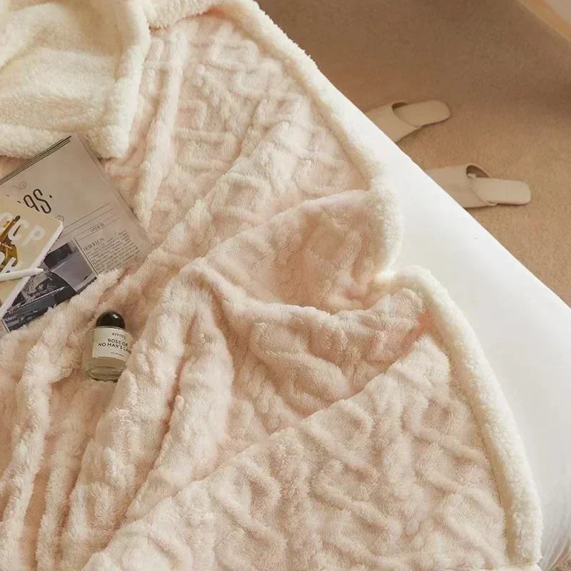 Thick Winter Lambswool Blanket - WarmWool-White-27.56 × 39.37 in-Nora Luxe