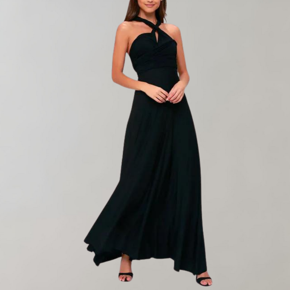 Tia - Elegant Wrap Dress for Women-Black-S-Nora Luxe