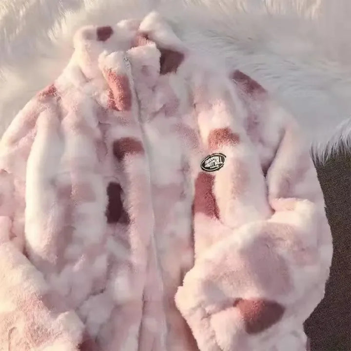 Tie-Dye Fleece Jacket for Women - Nila-Pink-XS-Nora Luxe