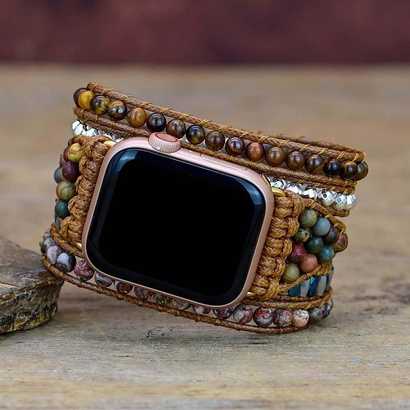 Tiger Eye Strengthening Apple Watch Strap - Orion-S (5.51-6.30 inches)-Nora Luxe