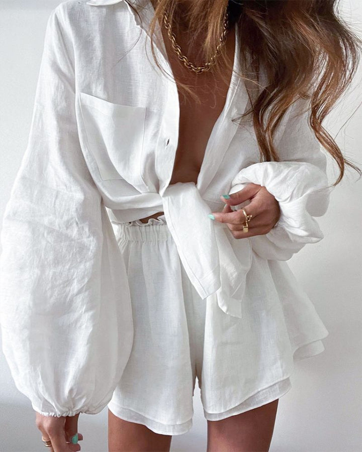 Timeless Linen Summer Set for Women – Celeste-White-S-State of Style