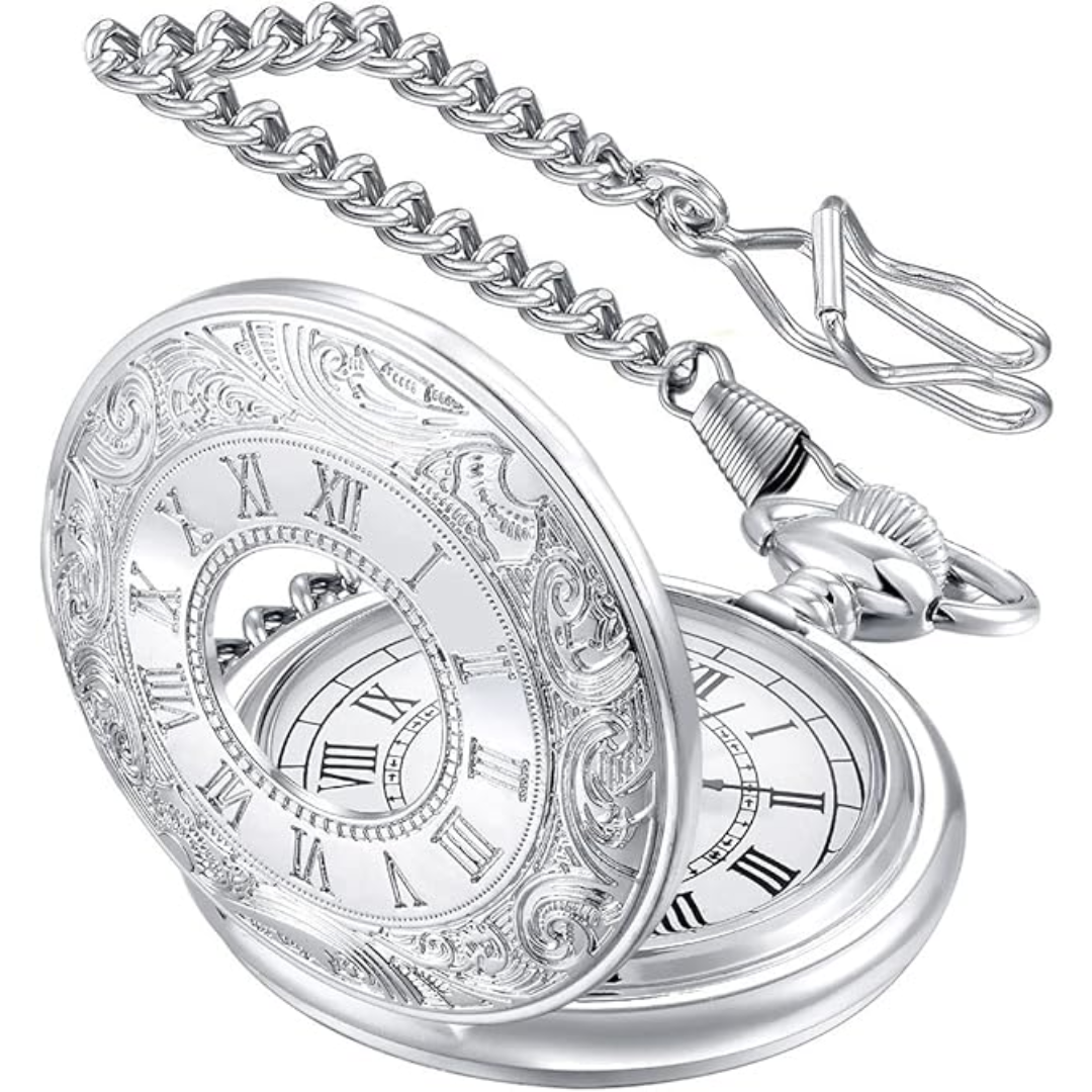 Timeless Vintage Pocket Watch - Kevin-Silver-Nora Luxe