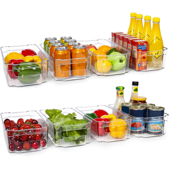 Transparent Storage Boxes for the Fridge (4 Pieces) - CoolOrganize-12.52 inches L x 16.30 inches W x 3.50 inches H-Nora Luxe