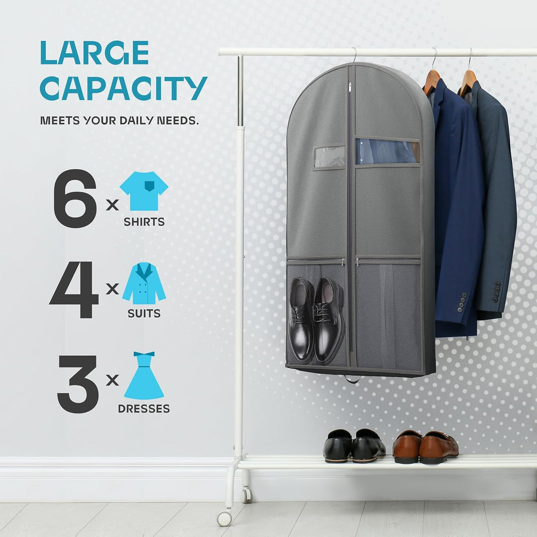 Heavy-Duty Travel Garment Bag with Clear Window & Accessory Pockets