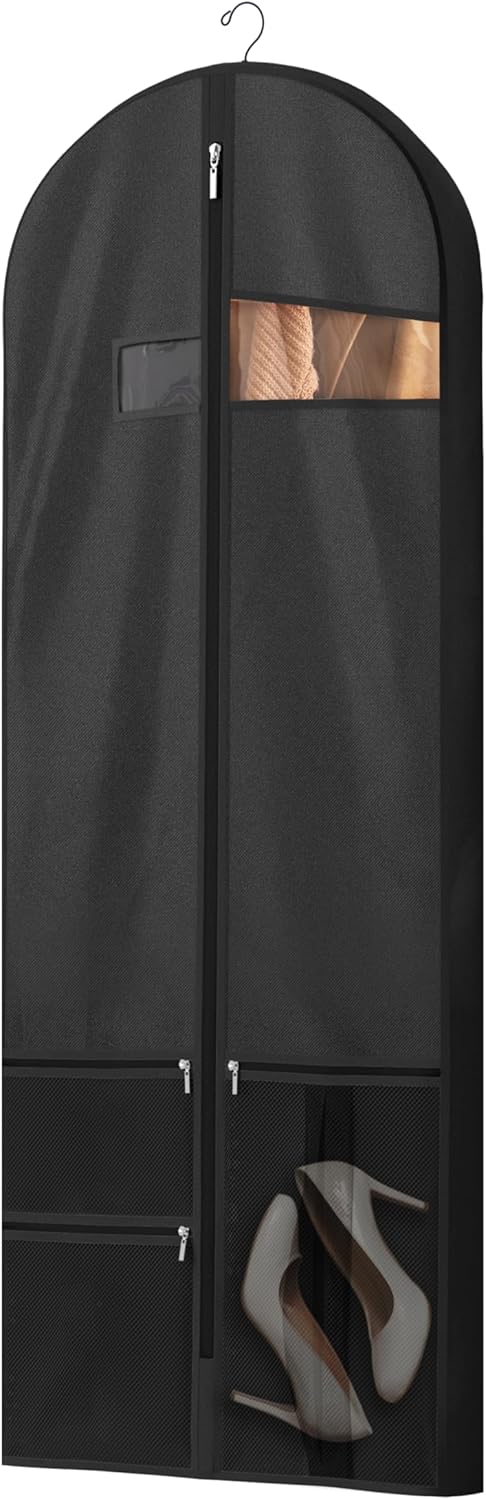 Heavy-Duty Travel Garment Bag with Clear Window & Accessory Pockets