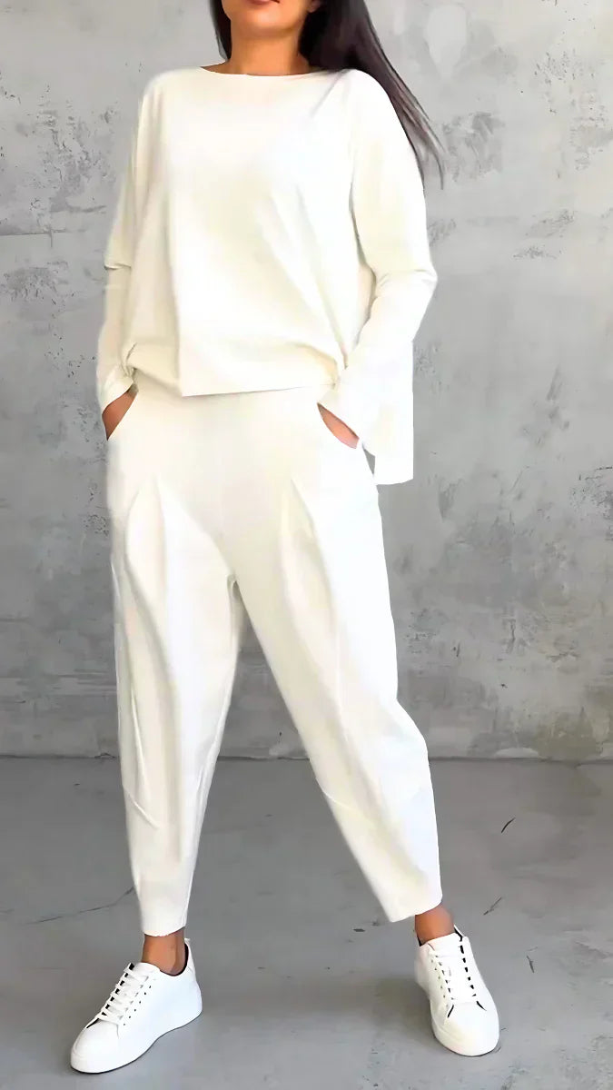 Trendy Casual Women's Clothing Set - Brooklyn-White-S-Nora Luxe