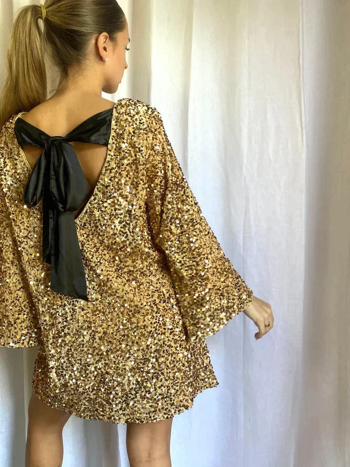 Trendy Glitter Midi Dress - Stella-Gold-XS-Nora Luxe