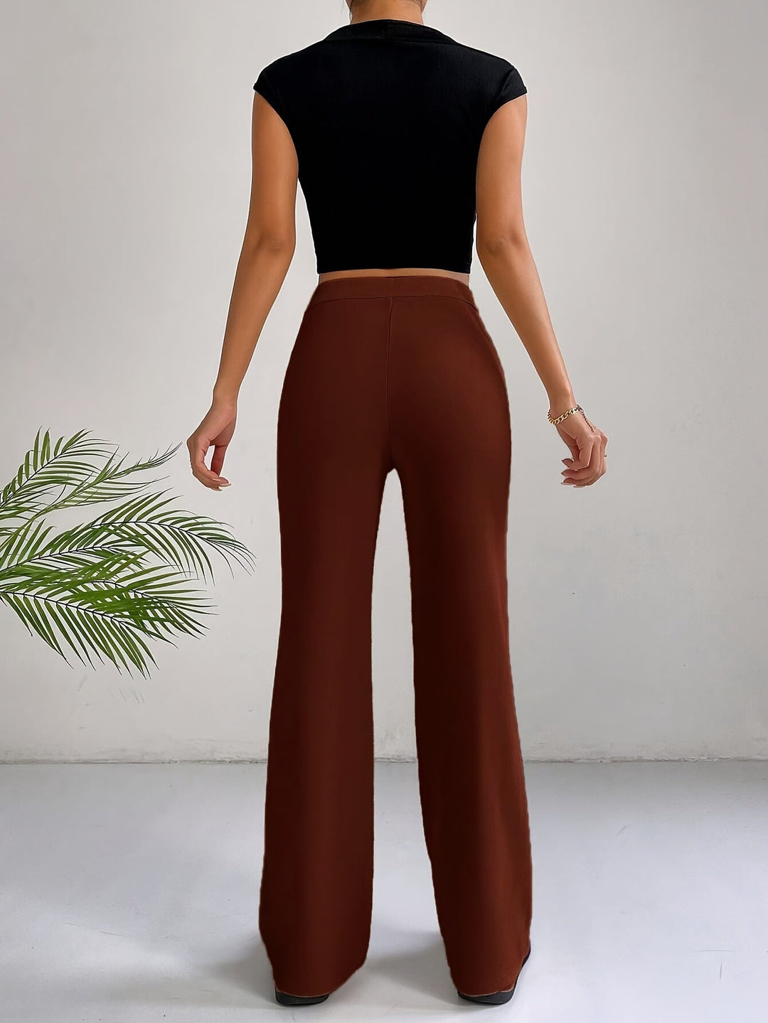Trendy High Waist Pleated Women's Trousers - Emilia-Gray-S-Nora Luxe