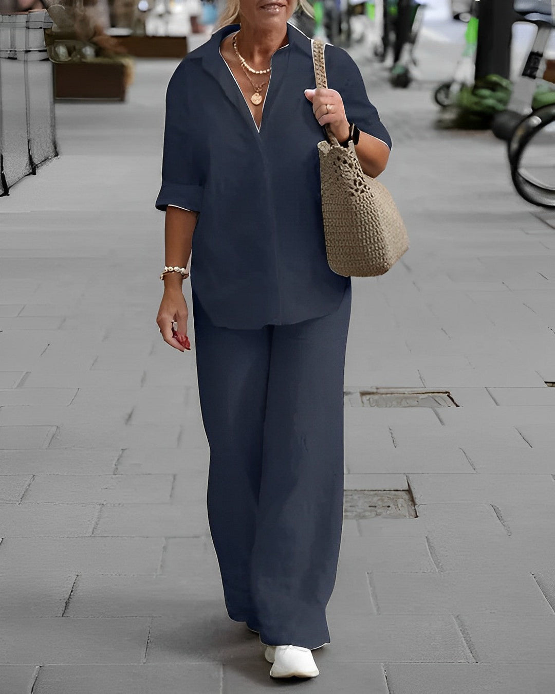 Trendy Ladies Summer Trousers - Noa-Dark blue-S-The Livary