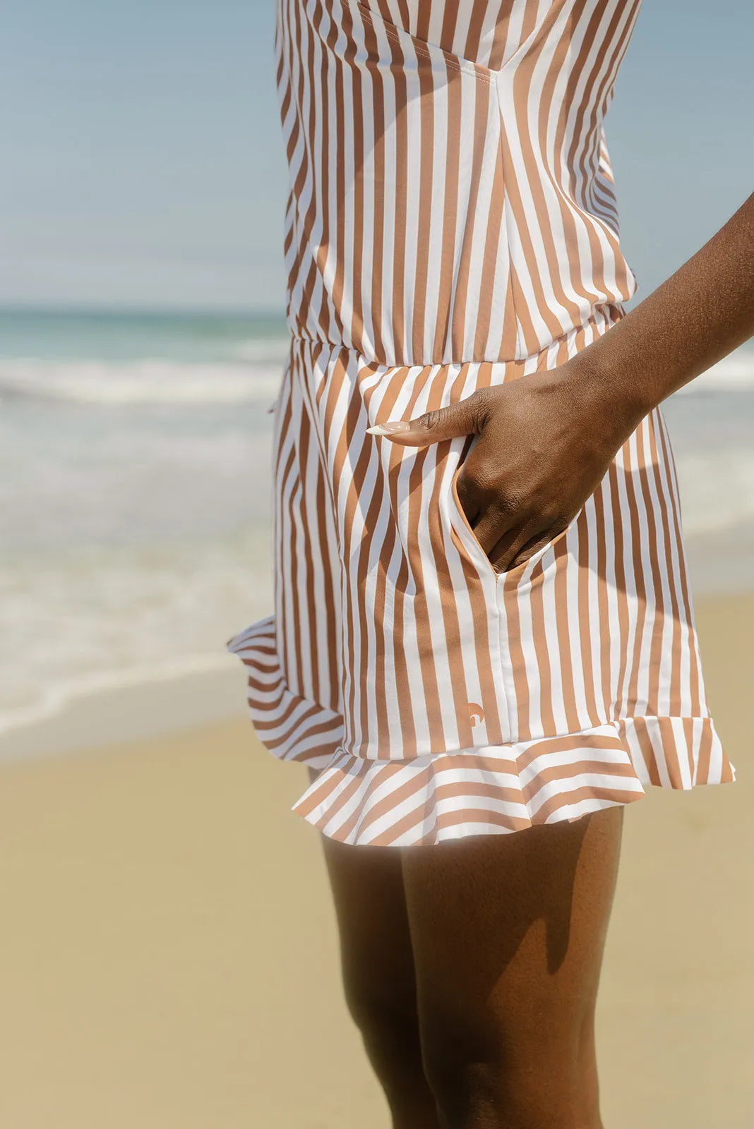 Trendy Ladies' Swimsuit – Nina-Cinnamon strips-XS-State of Style