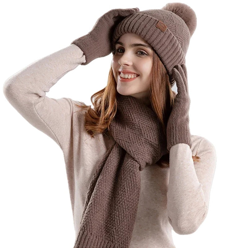 Trendy Ladies Winter Beanie Set - Lara-Blue-Nora Luxe