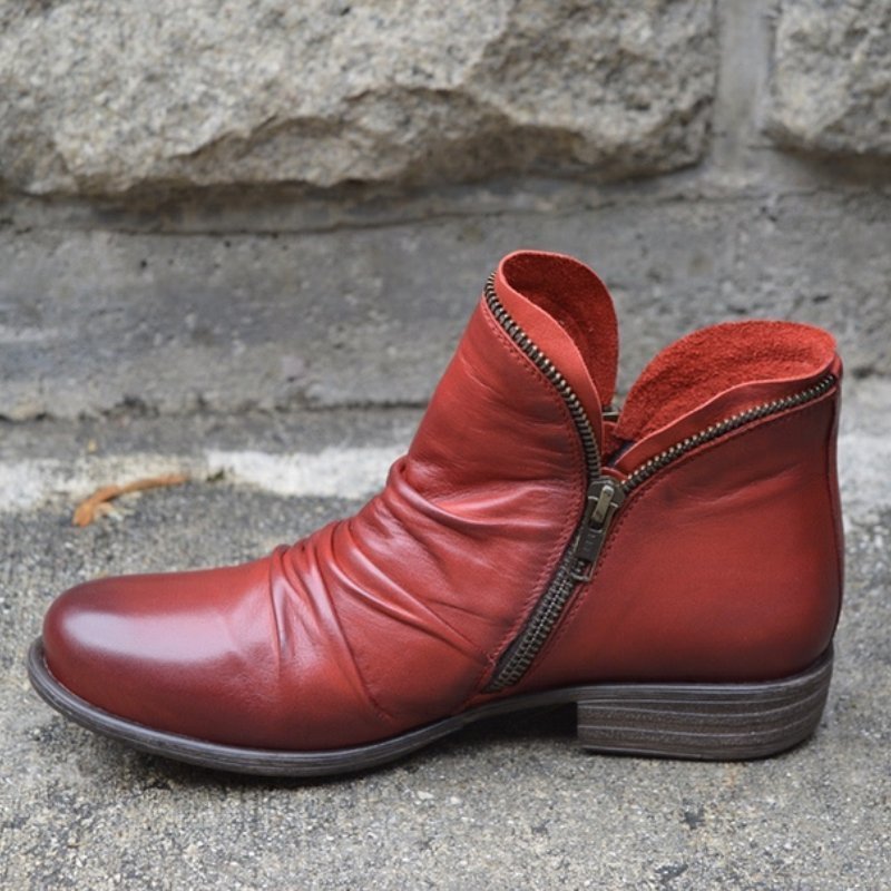 Trendy Leather Ankle Boots - Eva-Bordeaux-2.5-Nora Luxe