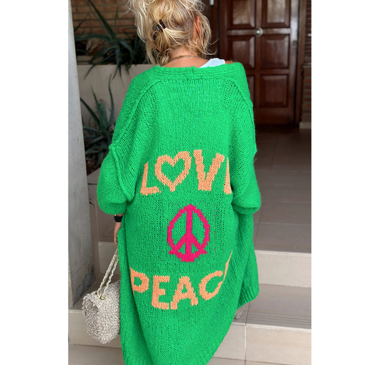 Trendy Long Knitted Cardigan - Sofia-Green-One Size-Nora Luxe