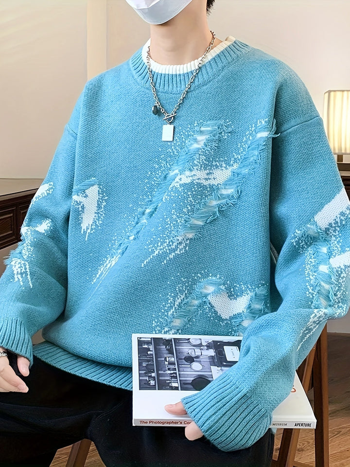 Trendy Oversized Knitted Sweater - Ethan-Light blue-XS-Nora Luxe