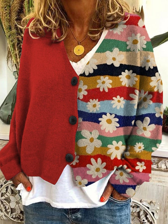 Trendy Patchwork Women's Waistcoat with Buttons - Elise-Style 1-S-Nora Luxe
