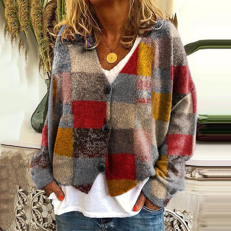 Trendy Patchwork Women's Waistcoat with Buttons - Elise-Style 2-S-Nora Luxe