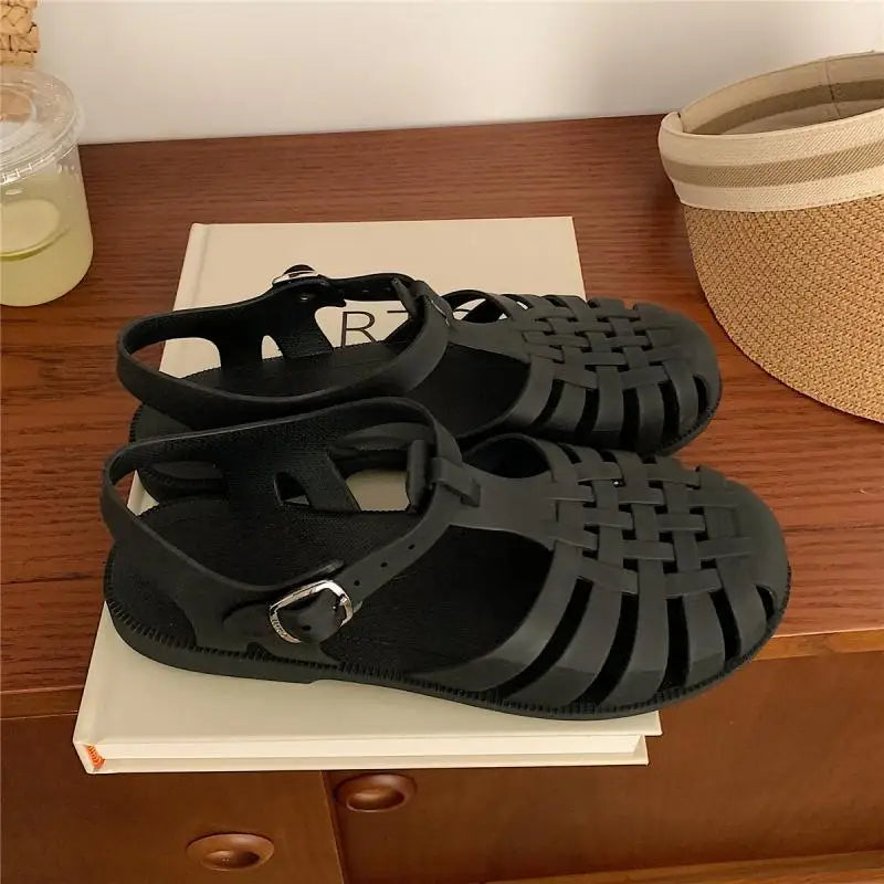 Trendy platform sandals in Korean style for women - Alina-Black-3.5-Nora Luxe