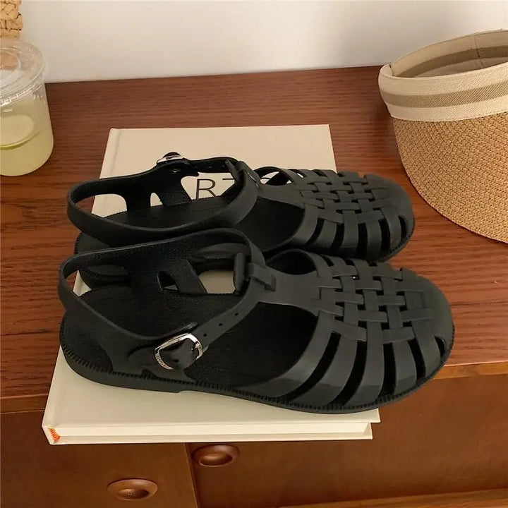 Trendy platform sandals in Korean style for women - Alina-Black-3.5-Nora Luxe