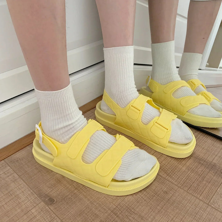Trendy platform sandals in Korean style for women - Alina-Rose pink-3.5-Nora Luxe