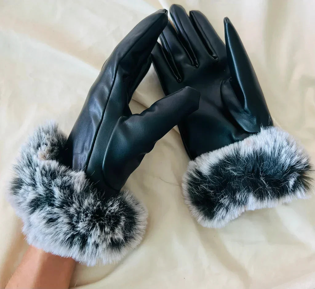 Trendy PU Leather Gloves - SilkGlide-Purple-Nora Luxe