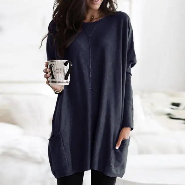 Trendy Tunic with Long Sleeves - Celina-Dark pink-S-Nora Luxe