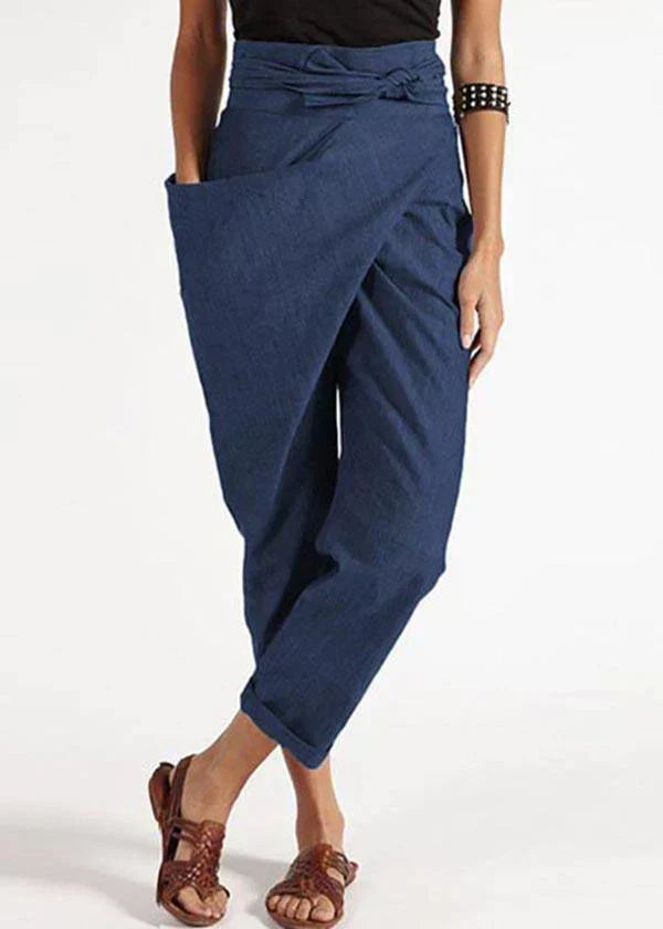 Trendy women's harem trousers with a high waist – Romy-Blue-S-Nora Luxe