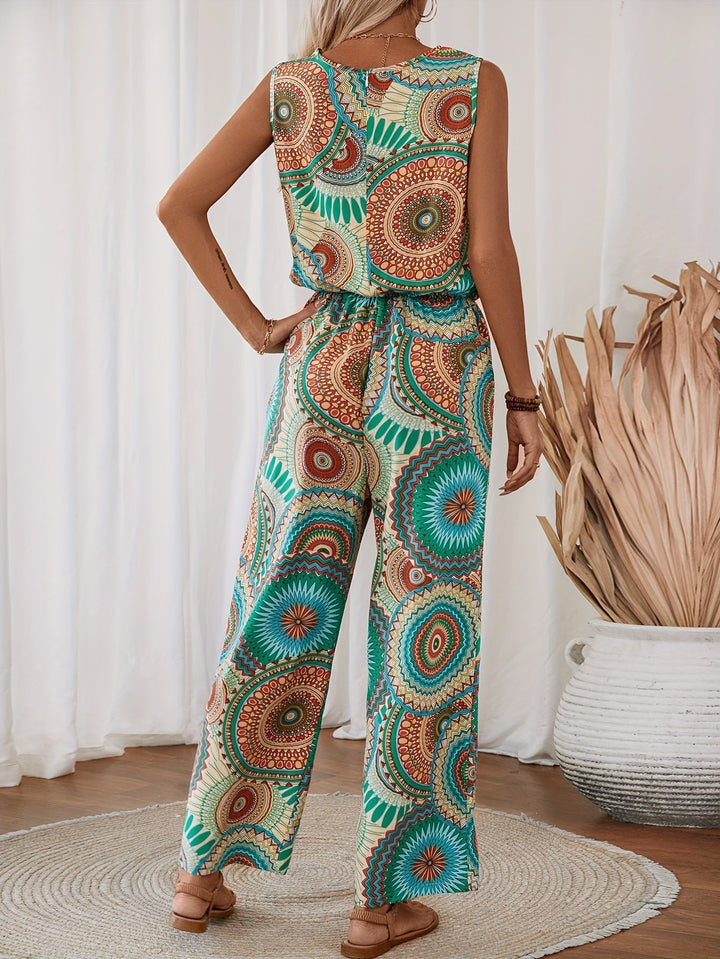 Trendy women's jumpsuit with mandala print for summer - BohoStrahl-S-The Livary