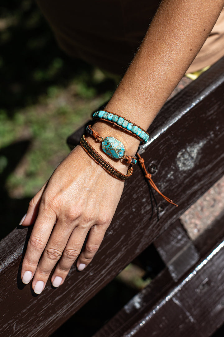 Turquoise Calming Energy Wrap Bracelet - Elara-Nora Luxe