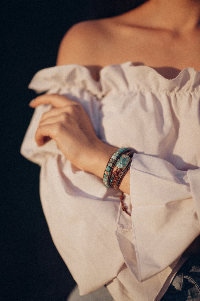 Turquoise Calming Energy Wrap Bracelet - Elara-Nora Luxe