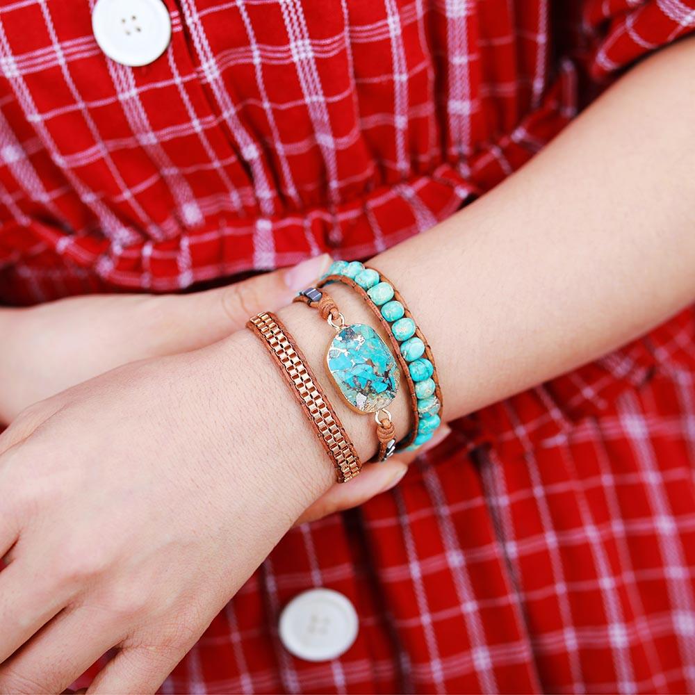 Turquoise Calming Energy Wrap Bracelet - Elara-Nora Luxe