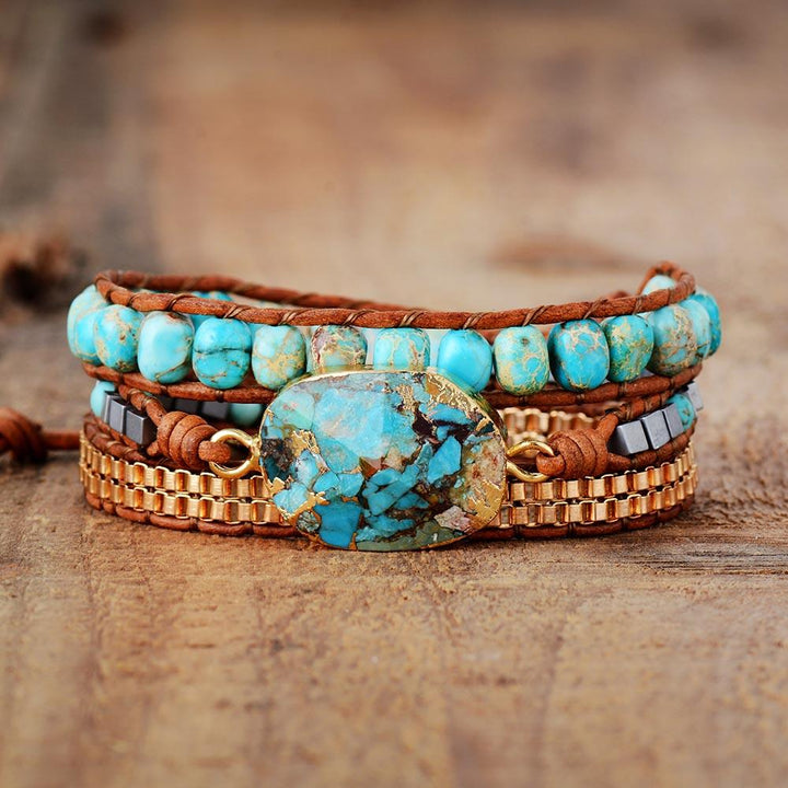 Turquoise Calming Energy Wrap Bracelet - Elara-Nora Luxe
