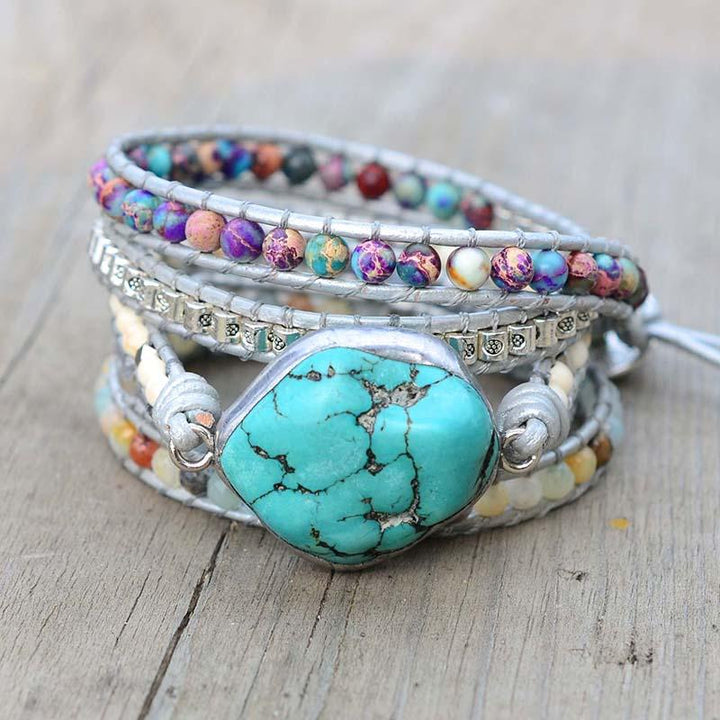 Turquoise Healing and Protection Wrap Bracelet - Selina-Nora Luxe