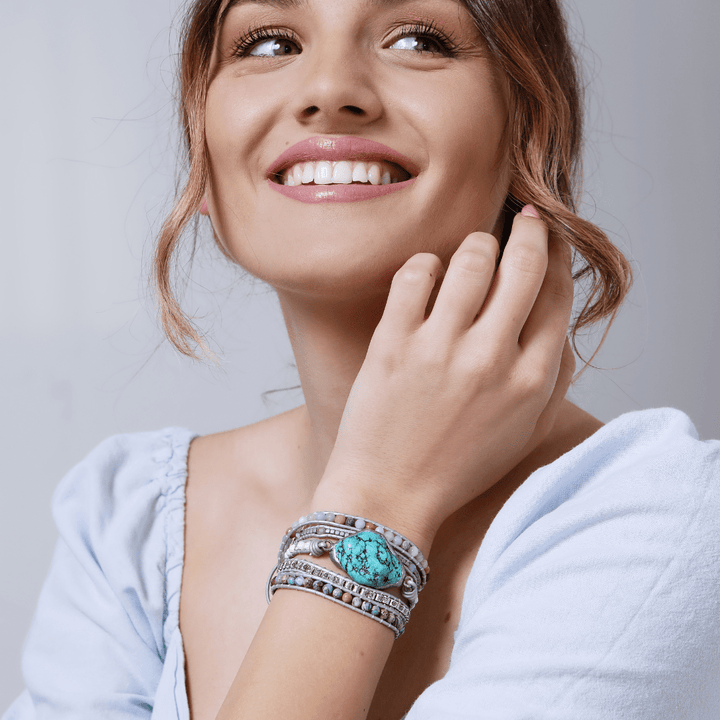 Turquoise Healing and Protection Wrap Bracelet - Selina-Nora Luxe