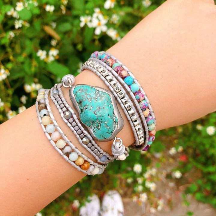 Turquoise Healing and Protection Wrap Bracelet - Selina-Nora Luxe
