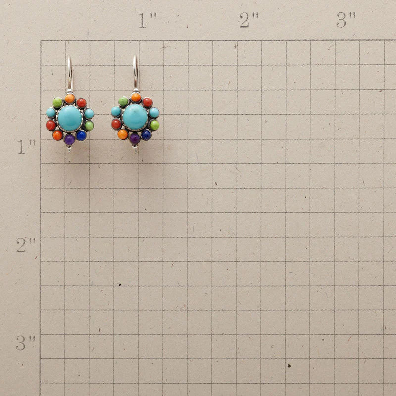 Turquoise Multicolour Hoop Earrings - Zenya-Nora Luxe