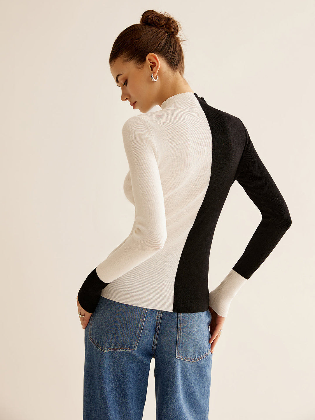 Two-Coloured Sweater for Women - Eloise-XS-Nora Luxe
