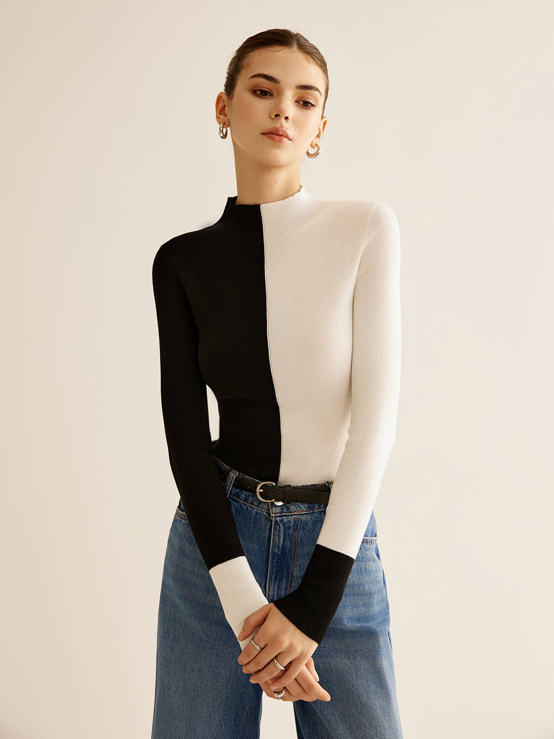 Two-Coloured Sweater for Women - Eloise-XS-Nora Luxe