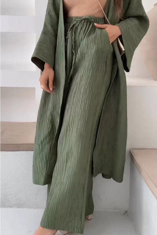 Two-Piece Relax Set with Jacket and Trousers – Alizéa-Khaki-S-The Livary
